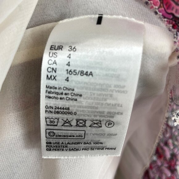 Giambattista Valli x H&M One Shoulder Ruffle Floral Chiffon Dress Pink Size 4 - Picture 8 of 12